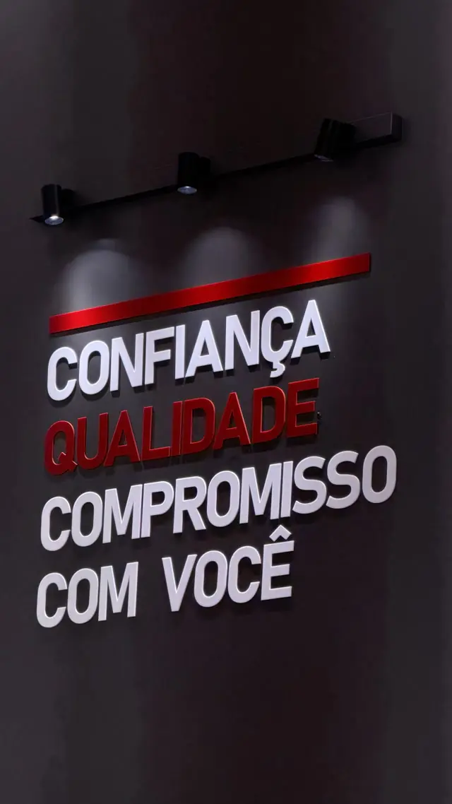 Painel da loja com as palavras confiança, qualidade e compromisso com você
